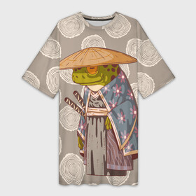 Платье-футболка 3D с принтом Самурай лягушка воин в Тюмени,  |  | samurai | воин | жаба | лягушка | самурай