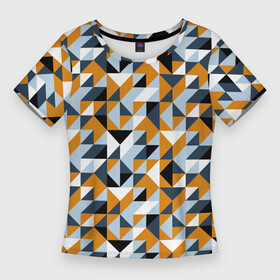 Женская футболка 3D Slim с принтом Полигональный геометрический узор в Тюмени,  |  | abstract | black | blue | four color | geometric | gray | orange | polygonal | polygons | triangles | абстрактный | геометрический | классический | многоугольники | оранжевый | полигональный | простой | серый | синий | треугольники | черный