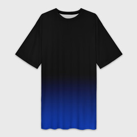 Платье-футболка 3D с принтом Черный с синим градиент в Тюмени,  |  | black | black and blue | blue | dark blue | gradient | minimalism | ombre | simple | градиент | минимализм | омбре | простой | синий | темно синий | черный | черный и синий