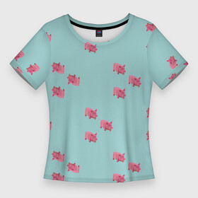 Женская футболка 3D Slim с принтом Свинки в Тюмени,  |  | паттерн | пигги | поросенок | поросята | свиньи | свинья | хрюня | хрюшка