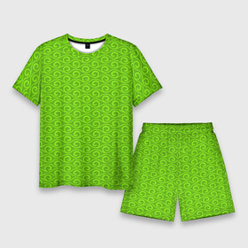 Мужской костюм с шортами 3D с принтом Зеленые волнистые узоры в Тюмени,  |  | абстрактные | абстракция | геометрия | классика | классические | нейтральные | спокойные | узор | узоры
