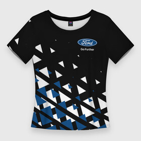 Женская футболка 3D Slim с принтом Ford треугольники в Тюмени,  |  | b c | bronco | capri | cougar | crown victoria | econoline | econovan | ecosport | edge | escape | falcon | ford | max | авто | автомобиль | знак | лого | машина | символ | тачка | форд | форт | эмблема