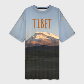 Платье-футболка 3D с принтом Закат над горой Гурла Мандата в Тюмени,  |  | Тематика изображения на принте: азия | альпинизм | альпинист | буддизм | вершина | вечер | восток | гора | горы | духовность | закат | красота | места силы | пейзаж | природа | путешествия | саморазвитие | снег | солнце | сумерки