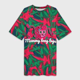 Платье-футболка 3D с принтом Mommy long legs Poppy playtime в Тюмени,  |  | mommy long legs | зеленый | компьютерная игра | красный | мамочка длинные ноги | пк игры | поппи плей тайм