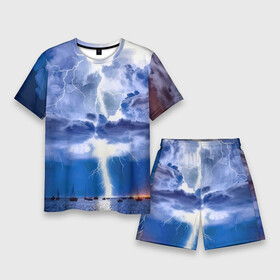 Мужской костюм с шортами 3D с принтом Разряд молнии над океаном в Тюмени,  |  | Тематика изображения на принте: element | lightning | nature | ocean | storm | storm cloud | yacht | гроза | молния | океан | природа | стихия | туча | яхта