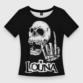 Женская футболка 3D Slim с принтом Louna череп в Тюмени,  |  | louna | music | rock | геворкян | лу | луна | лусине | лусинэ | лусинэ геворкян | музыка | панк рок | рок | хард рок | череп
