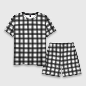 Мужской костюм с шортами 3D с принтом Black and white trendy checkered pattern в Тюмени,  |  | black and white | checkered pattern | trendy | в клетку | геометрический узор | клетчатый узор | модный | черно белая клетка