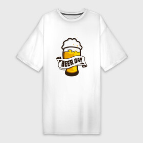 Платье-футболка хлопок с принтом Пивной напиток в Тюмени,  |  | арт | иллюстрации | напиток | пенный