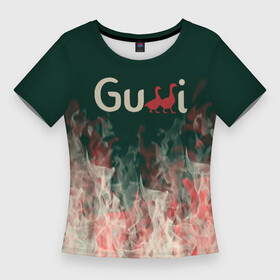 Женская футболка 3D Slim с принтом gucci  огонь в Тюмени,  |  | Тематика изображения на принте: fasion | gold | gucci | gussi | trend | гусси | гуччи | золото | золотой | мода | одежда | тренд | тренды