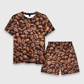 Мужской костюм с шортами 3D с принтом Зерна жареного кофе в Тюмени,  |  | Тематика изображения на принте: coffee | кофе | кофейные зерна | текстура