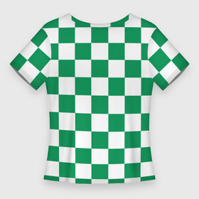 Женская футболка 3D Slim с принтом ФК Ахмат на фоне бело зеленой формы в квадрат в Тюмени,  |  | 1958 | ахмат | ахмат сила | грозный | квадрат | сила | фк ахмат | форма | футбол | чечня