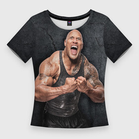 Женская футболка 3D Slim с принтом Dwayne Douglas Johnson в Тюмени,  |  | bodybuilder | businessman | dwayne douglas johnson | movie actor | producer | professional wrestler | the rock | бизнесмен | бодибилдер | дуэйн дуглас джонсон | кино актер | продюсер | профессиональный рестлер | скала