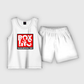Детская пижама с шортами хлопок с принтом Boxing team russia в Тюмени,  |  | Тематика изображения на принте: boxer | boxing | mma | national team | russia | бокс | боксер