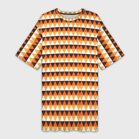 Платье-футболка 3D с принтом Треугольники на оранжевом фоне в Тюмени,  |  | абстрактные | классика | классические | нейтральные | спокойные | узор | узоры