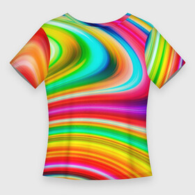 Женская футболка 3D Slim с принтом Rainbow colors в Тюмени,  |  | blue | bright | color | green | orange | pastel | pattern | pink | purple | rainbow | red | summer | yellow | желтый | зеленый | красный | летний | оранжевый | пастельный | радуга | розовый | синий | узор | фиолетовый | цветной | яркий