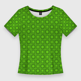 Женская футболка 3D Slim с принтом Зеленые круги и ромбы в Тюмени,  |  | Тематика изображения на принте: абстрактные | классика | классические | нейтральные | спокойные | узор | узоры