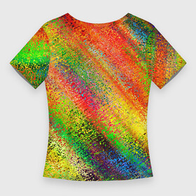 Женская футболка 3D Slim с принтом Rainbow inclusions в Тюмени,  |  | abstraction | blue | color | orange | pink | rainbow | red | абстракция | красный | оранжевый | радуга | розовый | синий | цветной