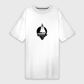 Платье-футболка хлопок с принтом яхта в круге в Тюмени,  |  | вода | геометрия | лодка | море | моряку | отпуск | парус | яхта