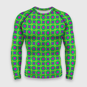 Мужской рашгард 3D с принтом Фиолетовые кружочки на зеленом фоне в Тюмени,  |  | абстрактные | геометрия | классика | классические | нейтральные | спокойные | узор | узоры