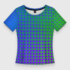 Женская футболка 3D Slim с принтом Blue Green gradient в Тюмени,  |  | абстрактные | классика | классические | нейтральные | спокойные | узор | узоры
