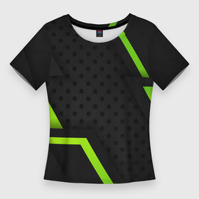 Женская футболка 3D Slim с принтом BLACK GREEN GEOMETRY в Тюмени,  |  | абстрактные | классика | классические | нейтральные | спокойные | узор | узоры