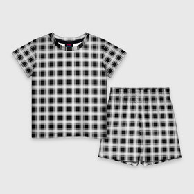 Детский костюм с шортами 3D с принтом Black and white tartan check в Тюмени,  |  | Тематика изображения на принте: black and white | tartan | клетка | клетчатый узор | узор в клетку | черно белый | шотландка