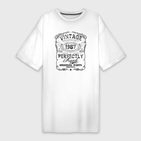 Платье-футболка хлопок с принтом Винтаж 1987 этикетка в Тюмени,  |  | 1987 | 87 | виски | год | год рождения | день рождения | ко дню рождения | на день рождения | прямиком из | родился в | сделан в