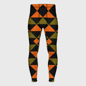 Мужские тайтсы 3D с принтом Геометрический узор черно оранжевые фигуры в Тюмени,  |  | геометрические фигуры | геометрический узор | оливковый | оранжевый | рыжий | треугольники