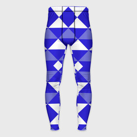 Мужские тайтсы 3D с принтом Бело синий геометрический узор в Тюмени,  |  | белый | геометрические фигуры | геометрический узор | синий | треугольники