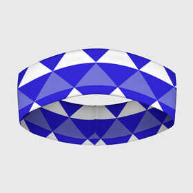 Повязка на голову 3D с принтом Бело синий геометрический узор в Тюмени,  |  | Тематика изображения на принте: белый | геометрические фигуры | геометрический узор | синий | треугольники