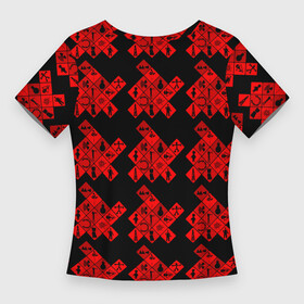 Женская футболка 3D Slim с принтом DM Texture в Тюмени,  |  | abstraction | black | colorful | minimalism | pattern | red | squares | абстракция | квадраты | красный | красочный | минимализм | текстура | узор | черный