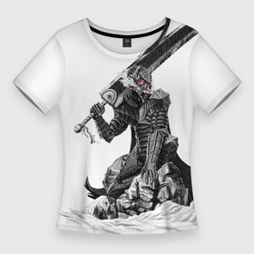 Женская футболка 3D Slim с принтом Берсерк Черный мечник в Тюмени,  |  | anime | armor | berserk | big sword | black swordsman | guts | knight | print | аниме | берсерк | большой меч | гатс | доспехи | принт | рыцарь | черный мечник
