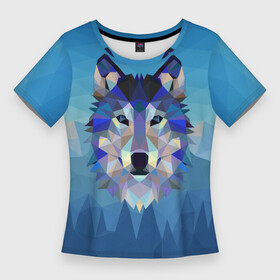 Женская футболка 3D Slim с принтом Лоу Поли Волк Арт в Тюмени,  |  | low poly | волки | полигон | полигональный | полигонный
