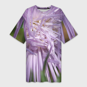 Платье-футболка 3D с принтом Астра в стиле хаос в Тюмени,  |  | Тематика изображения на принте: астра | беспорядок | дача | игла | лепесток | лето | природа | растение | тонкий | участок | фазенда | фиолетовый | хоас | цветение | цветовод | цветоводство | цветок | цветы