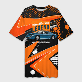 Платье-футболка 3D с принтом Street racing Legend retro в Тюмени,  |  | street racing | автомобиль | гонки | гоночное авто | легенда | стрит рейсинг