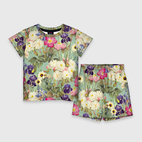 Детский костюм с шортами 3D с принтом Красочные Цветы Лета в Тюмени,  |  | flowers | summer | букет | лето | природа | растение | сад | садоводство | флора | цветы