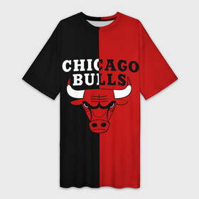 Платье-футболка 3D с принтом Чикаго Буллз black  red в Тюмени,  |  | basketball | chicago bulls | баскетбол | быки | чикаго буллз