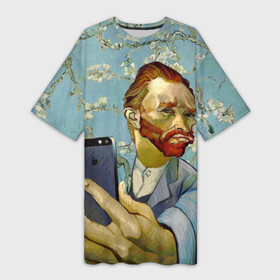 Платье-футболка 3D с принтом Ван Гог Селфи  Арт Портрет в Тюмени,  |  | Тематика изображения на принте: van gogh | вангог | мем | художник | цветущие ветки миндаля