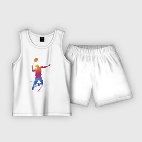 Детская пижама с шортами хлопок с принтом Спортивный бадминтон в Тюмени,  |  | бадминтон | люблю бадминтон | ракетка | спорт | спортивный бадминтон