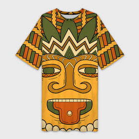 Платье-футболка 3D с принтом Polynesian tiki CHILLING в Тюмени,  |  | africa | bora bora | fiji | hawaii | island | nature | ocean | polynesia | samoa | tahiti | tiki | африка | гаваи | истукан | лето | орнамент | острова | пляж | полинезия | серфинг | тики | тропики | туризм | этнический