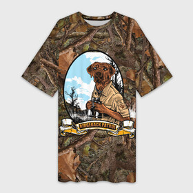Платье-футболка 3D с принтом Собачий патруль: охотник в Тюмени,  |  | охотник | охотничья собака | пес | собака | собачий патруль