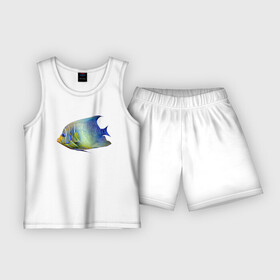 Детская пижама с шортами хлопок с принтом Тропическая разноцветная рыба в Тюмени,  |  | color | fin | fish | summer | tail | tropics | лето | плавник | рыба | тропики | хвост | цвет
