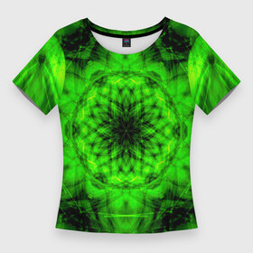 Женская футболка 3D Slim с принтом Abstract Flower в Тюмени,  |  | beautiful | colorful | floral | green | pattern | texture | vector | вектор | зеленый | красивый | красочный | текстура | узор | цветок | цветочный