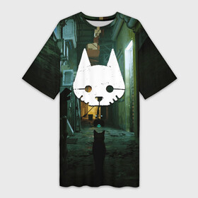 Платье-футболка 3D с принтом Бродяга во дворе в Тюмени,  |  | cat | game | games | бездомный | бродяга | игра | игры | кот | котёнок | стрей | стрэй