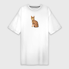 Платье-футболка хлопок с принтом Кот бенгал в Тюмени,  |  | bengal cat | бенгал | бенгальская кошка | бенгальский кот | бенгальский котенок | порода бенгал | снежный бенгал