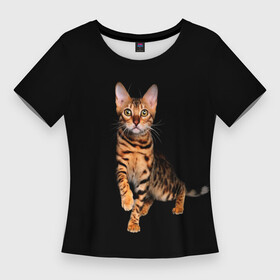 Женская футболка 3D Slim с принтом Бенгальский котенок в Тюмени,  |  | bengal cat | бенгал | бенгальская кошка | бенгальский кот | бенгальский котенок | порода бенгал | снежный бенгал