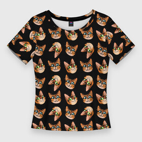 Женская футболка 3D Slim с принтом Кот породы бенгал в Тюмени,  |  | bengal cat | бенгал | бенгальская кошка | бенгальский кот | бенгальский котенок | порода бенгал | снежный бенгал