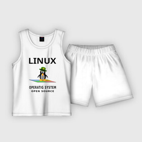Детская пижама с шортами хлопок с принтом Пингвин линукс в Тюмени,  |  | linux | penguin | text linux | линукс | пингвин | текст | текст линукс