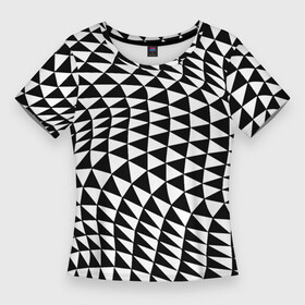 Женская футболка 3D Slim с принтом Геометрический паттерн  минимализм в Тюмени,  |  | geometry | minimalism | pattern | triangle | wave | волна | геометрия | минимализм | паттерн | треугольник