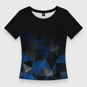 Женская футболка 3D Slim с принтом Черно синий геометрический в Тюмени,  |  | abstract | black | black and blue | blue | geometric | gradient | gray | ombre | polygonal | triangles | абстрактный | геометрический | градиент | омбре | полигональный | серый | синий | треугольники | черно синий | черный | черный и синий